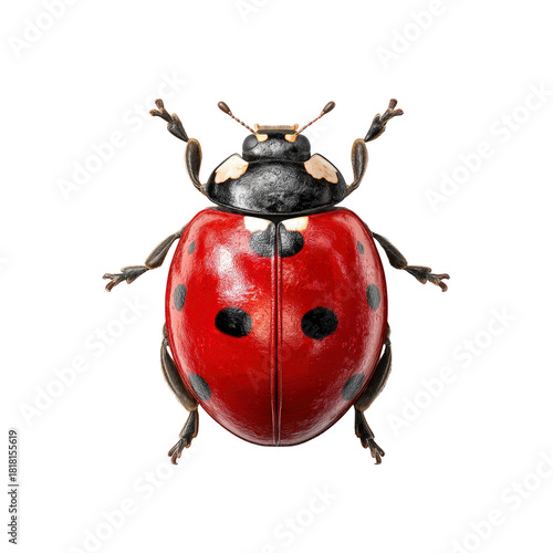 Detailed ladybug on black background