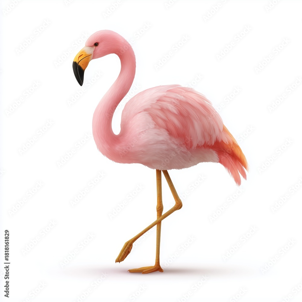 Obraz premium Graceful flamingo walking in a tropical setting digital art vibrant colors nature environment whimsical view