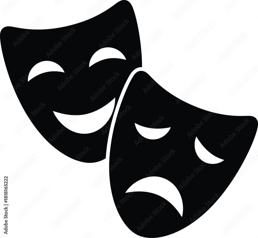 Φωτογραφία Classic theatre masks comedy tragedy symbols of performance emotion drama art ve