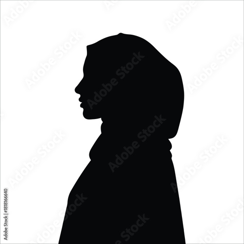 Profile silhouette of muslim woman wearing a full hijab