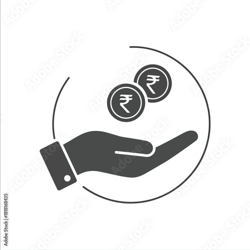 Hand holding indian rupees coins financial growth and investment concept icon vector