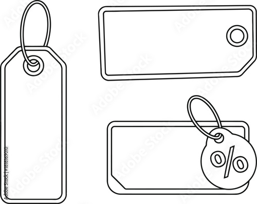 Blank price tags sale discount retail labels empty tags graphic elements collection vector
