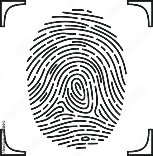 Fingerprint scanning identity authentication biometric security digital identification personal data privacy protection technology vector
