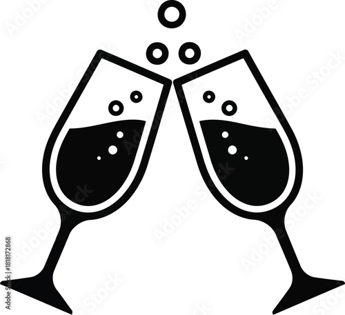 Cheers toast champagne glasses clinking celebration bubbles sparkling wine festive drinks party vector