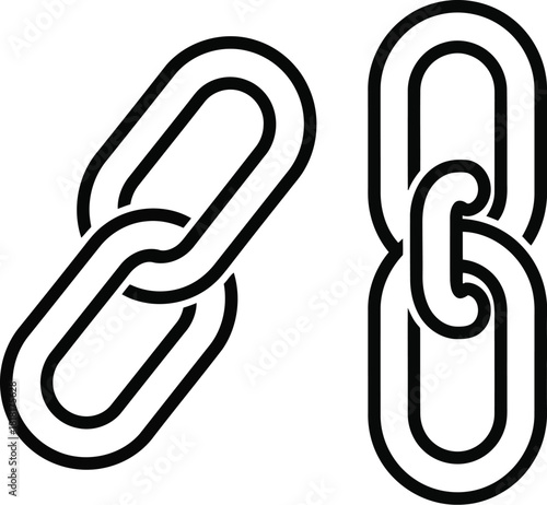 Two connected chain links icons isolated vector illustration symbolizing connection unity and strength vector