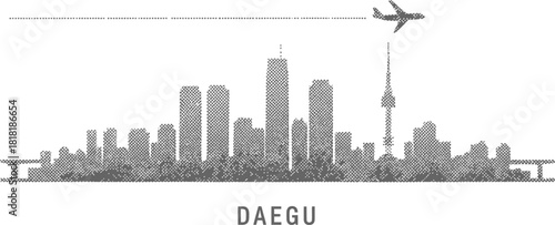 Daegu Skyline Airplane Dot Art