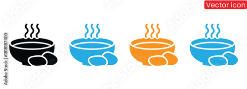 Hot soup bowls offer warm comfort in cool weather season,Bowl of soup icon vector. Logo Template illustration design,Bowl Vector Icon