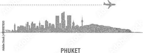 Phuket Skyline with Airplane Travel Icon