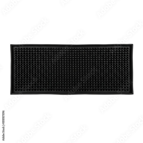 Rectangular black rubber bar mat, textured anti-slip surface, monochrome black, professional bartender tool
