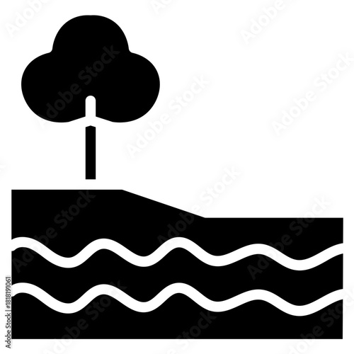Floodplain icon vector image. Can be used for Geography.