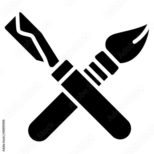 Chisel and Brush icon vector image. Can be used for Archeology.