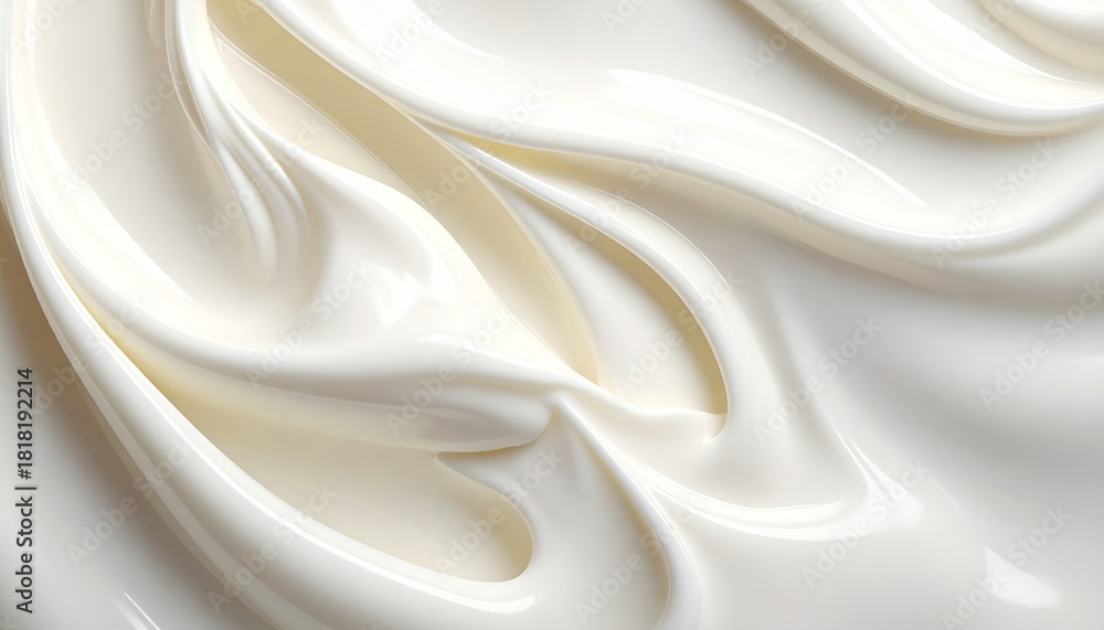 Obraz premium Creamy chocolate milk liquid swirls in a white abstract wave pattern
