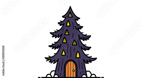 Enchanting treehouse with glowing windows invites fairy tale dreams