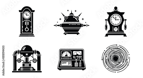 Steampunk vintage clockwork machines and devices for creative designs