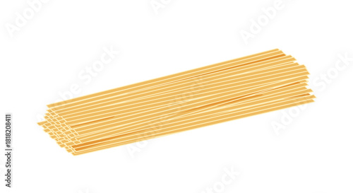 A neat stack of uncooked dry linguine or spaghetti pasta shown in a simple vector illustration isolated on a clean white background.
