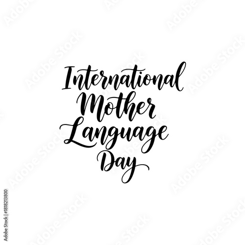 International mother language day calligraphy text isolated on transparent background