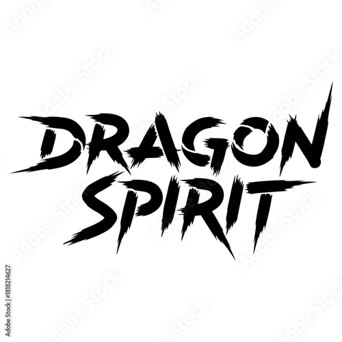 Dragon spirit text art isolated on transparent background