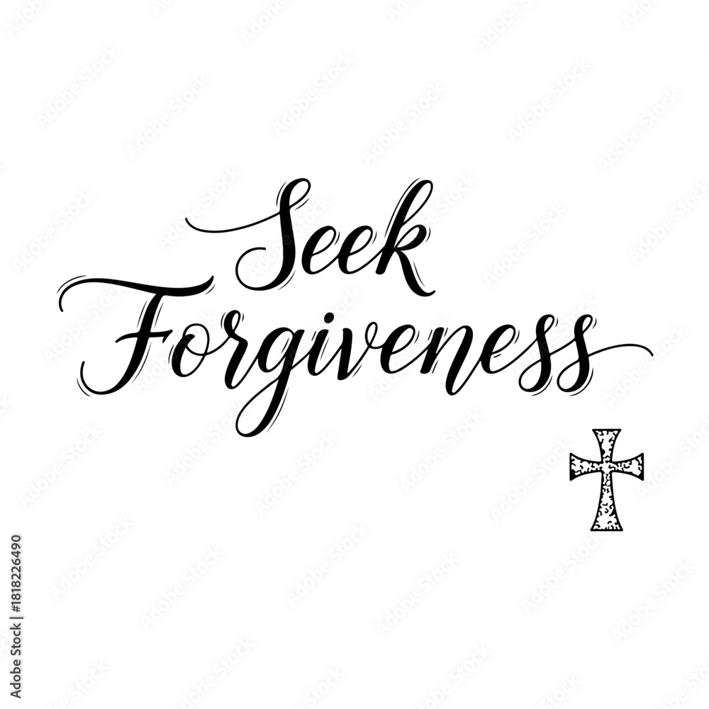 Naklejka premium Seek forgiveness with cross isolated on transparent background