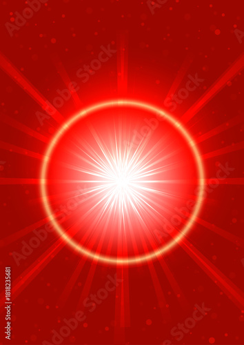 abstract red light explosion, shining starburst, glowing orb effect design, dynamic light rays background texture