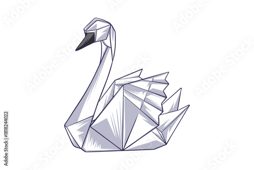 hand-drawn origami swan illustration
