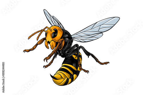 hand drawn horned bee illustration