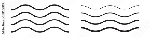 Abstract Wavy Lines and Wave Icons, water, river and sea symbol icon set  