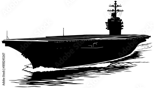 Powerful aircraft carrier sailing swiftly across ocean for modern naval defense projects