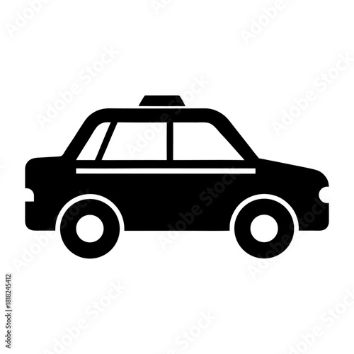 Cab Icon Yellow Taxi Silhouette Vector on White.