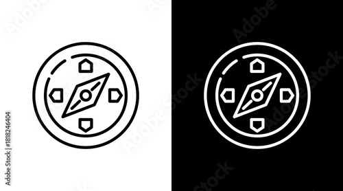 Compass White Icon Set Vector 