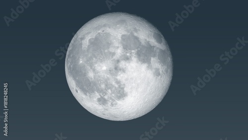 A full moon in a dark sky showing craters and texture on its surface in a nighttime scene view