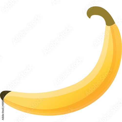 A Ripe Yellow Banana with a Curved Shape and a Brown Tip on a Transparent Background Ideal for Health and Food Related Content