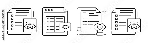 Document visibility and tracking line icons for online content