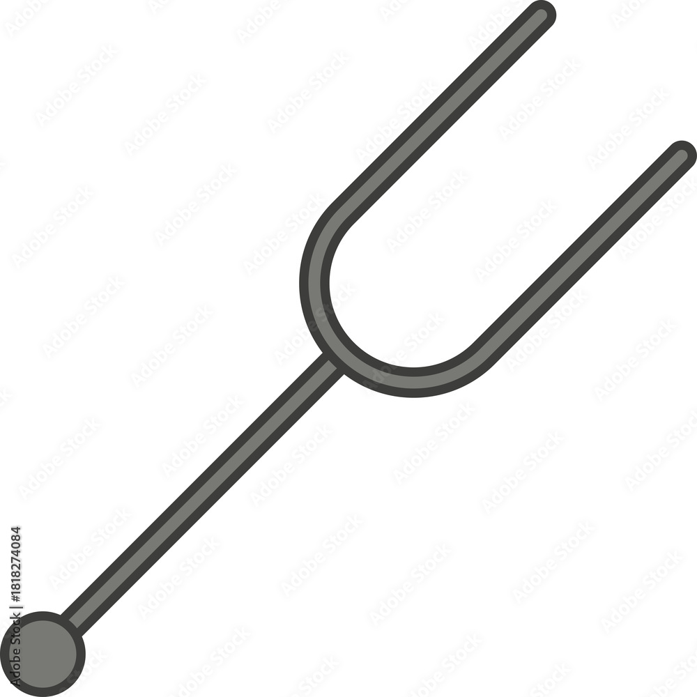 Naklejka premium A simple grey tuning fork with a transparent background isolated on a white backdrop representing sound and music science and acoustics