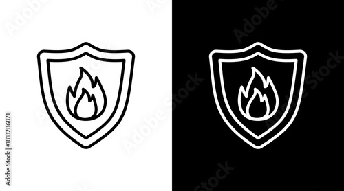 Fire Prevention White Icon Set Vector 