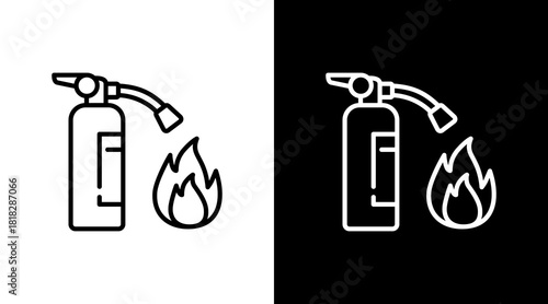 Fire Extinguisher White Icon Set Vector 
