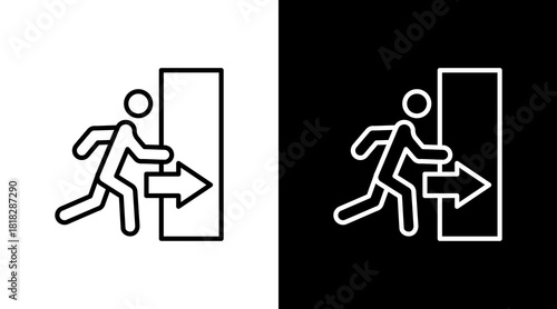 Evacuation White Icon Set Vector 