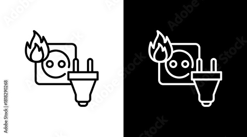 Socket White Icon Set Vector 