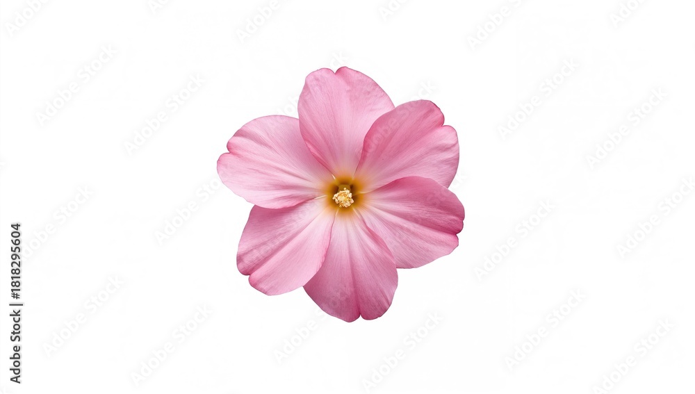 Fototapeta premium Pink flower on a white backdrop, suitable for use as a background for text and layout
