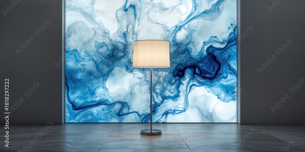 Fototapeta premium Azure diode bulbs illuminating a lamp's base producing an abstract blue background, background for text and layout