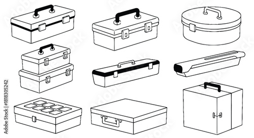 Diverse collection of colorful toolboxes perfect for organization needs