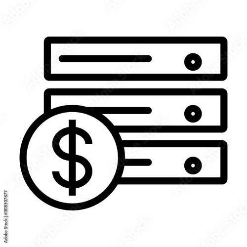 Data Server Cost Outline Icon Illustrating Expensive Information Technology Infrastructure
