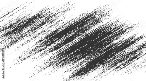 Dark grey distressed diagonal brush strokes on white background grunge texture