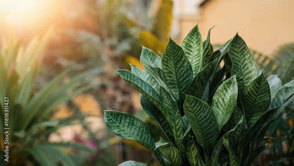 Obraz premium Group of birds perching near snake plants in a garden setting, emphasizing urban green space conservation