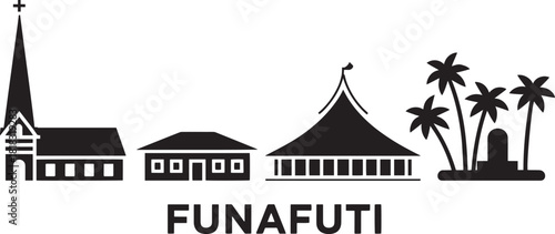Funafuti tuvalu skyline silhouettes with iconic buildings and landmarks cityscape panorama