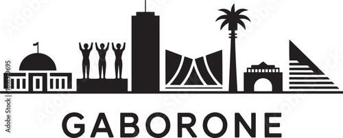 Gaborone Botswana skyline cityscape with famous landmarks isolated on transparent background