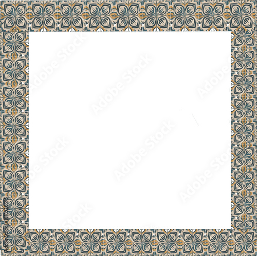 Vintage golden picture frame on a white background