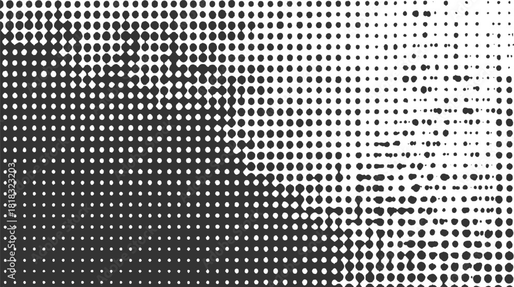 Αυτοκόλλητο Black and white halftone pattern of circles with varying sizes and density abstr