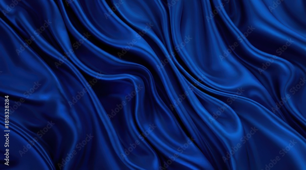 Fototapeta premium Luminous Blue Crumpled Silk Textile Fabric Texture – Color of the Year 2027 Trendy Abstract Fabric Background