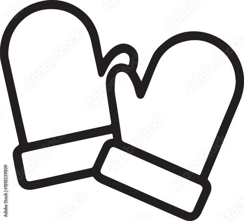 Cozy mittens, ready for the winter chill, this drawing captures a classic winter accessory in a clean, modern design. The illustration showcases the simple yet essential warmth of mittens.