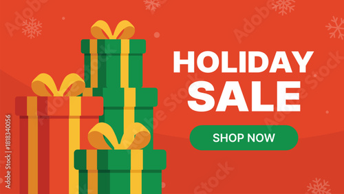 Holiday sale banner with gift boxes